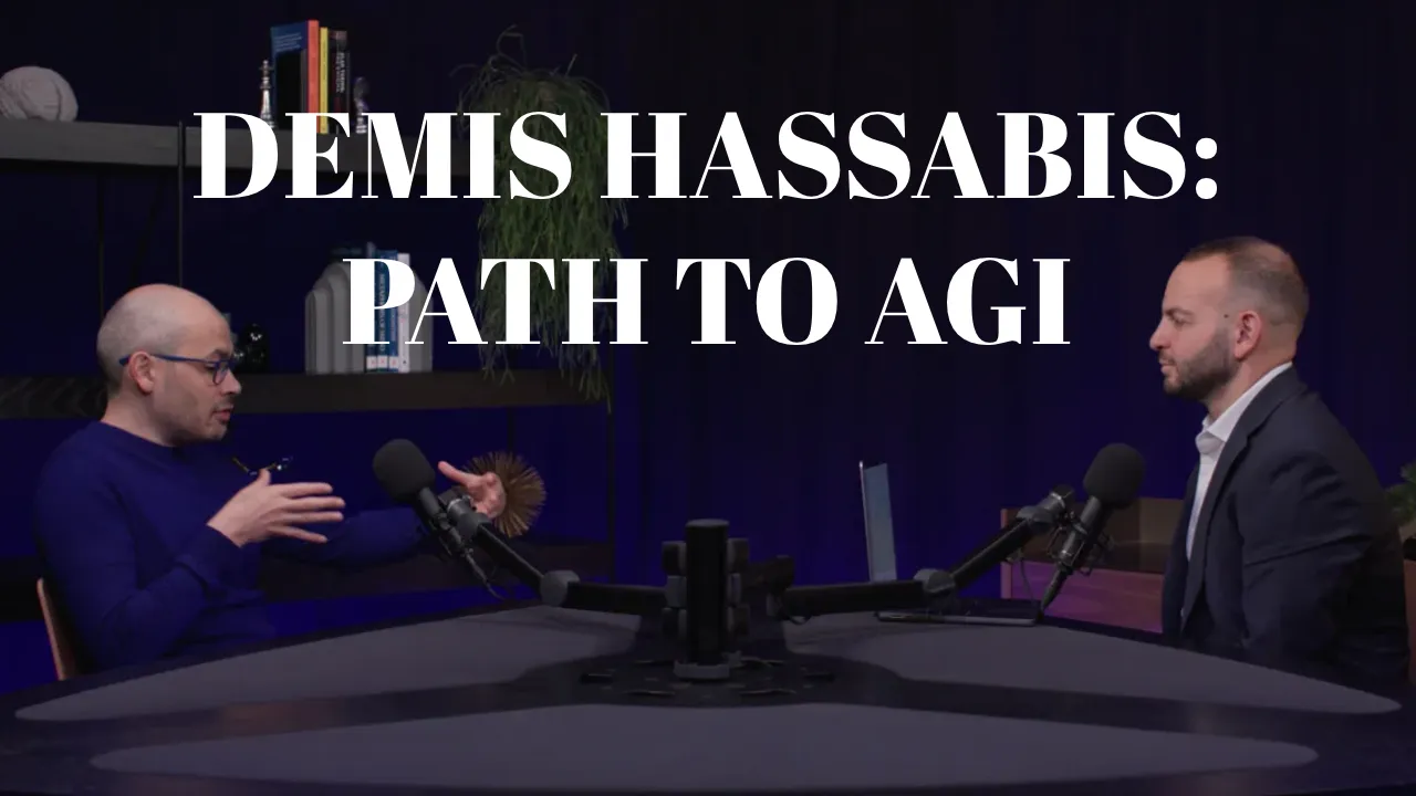 Google DeepMind 創辦人 Demis Hassabis 訪談封面，主題為 Path to AGI，談論 AGI 實現路徑