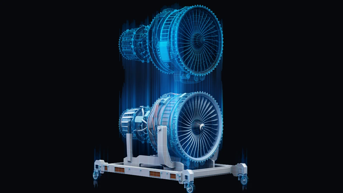 數位雙生 Digital Twin 概念示意：虛擬工廠與實體工廠的即時同步連接