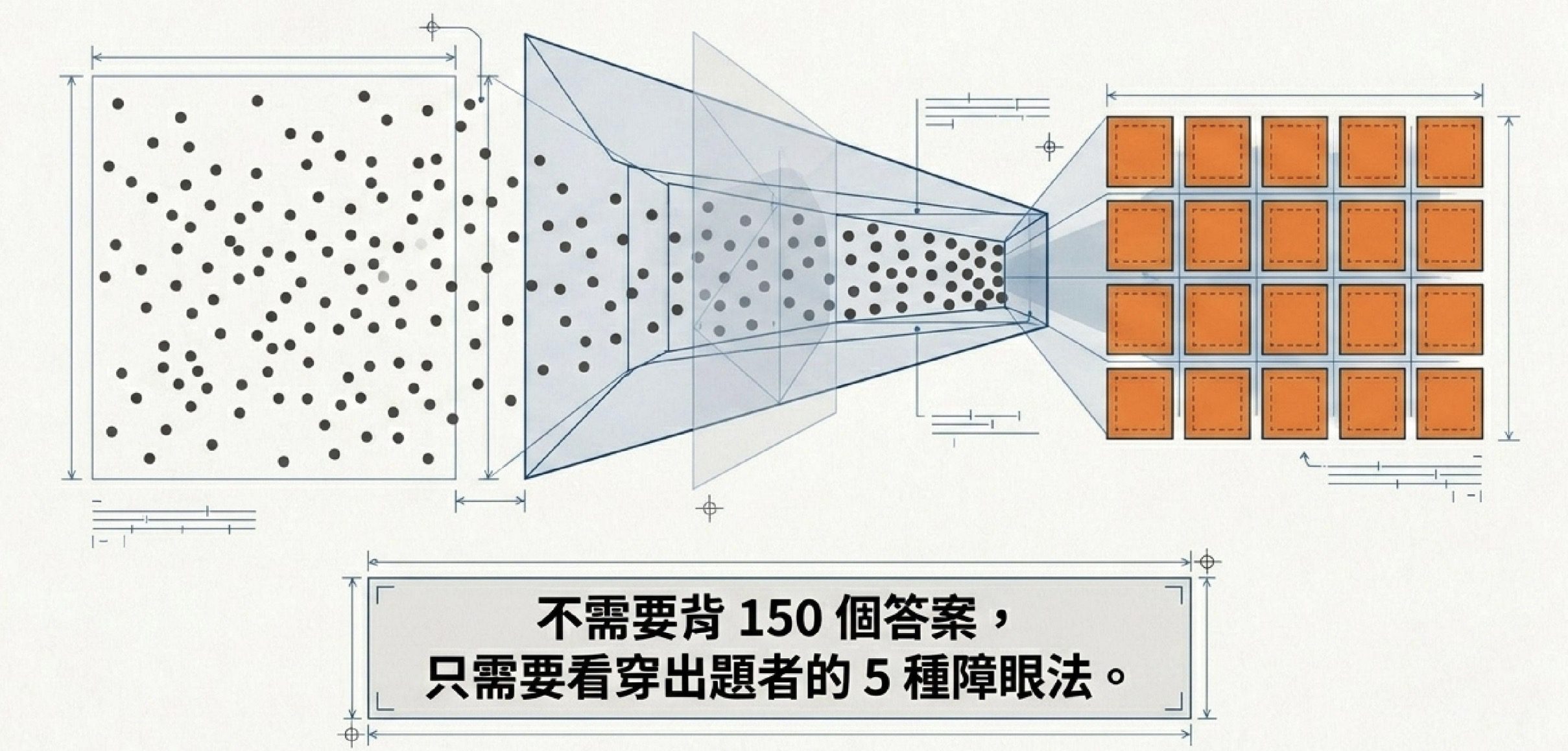AI 應用規劃師中級備考示意圖:不需要背 150 個答案,只需要看穿出題者的 5 種障眼法