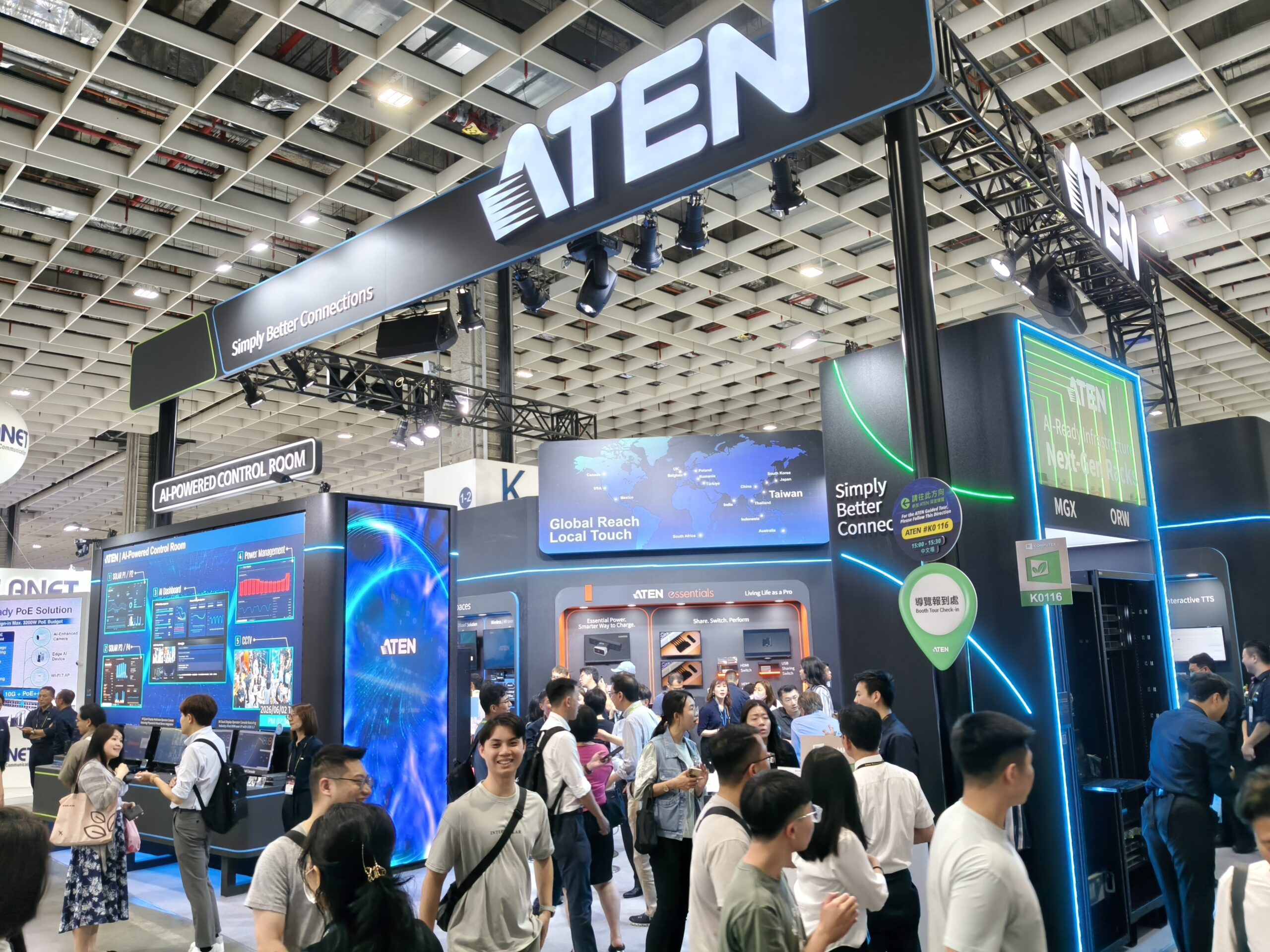 COMPUTEX 2026 宏正 ATEN 展位設計，南港展覽館一館一樓現場 1