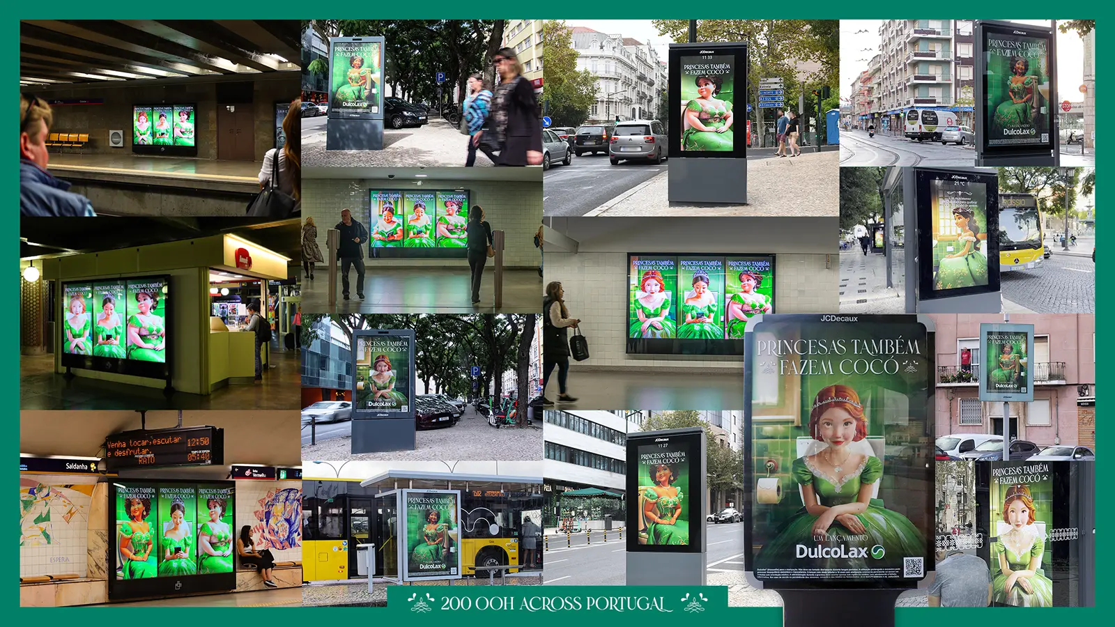 Dulcolax Pooping Princesses 綠色公主戶外廣告與公車廣告展示