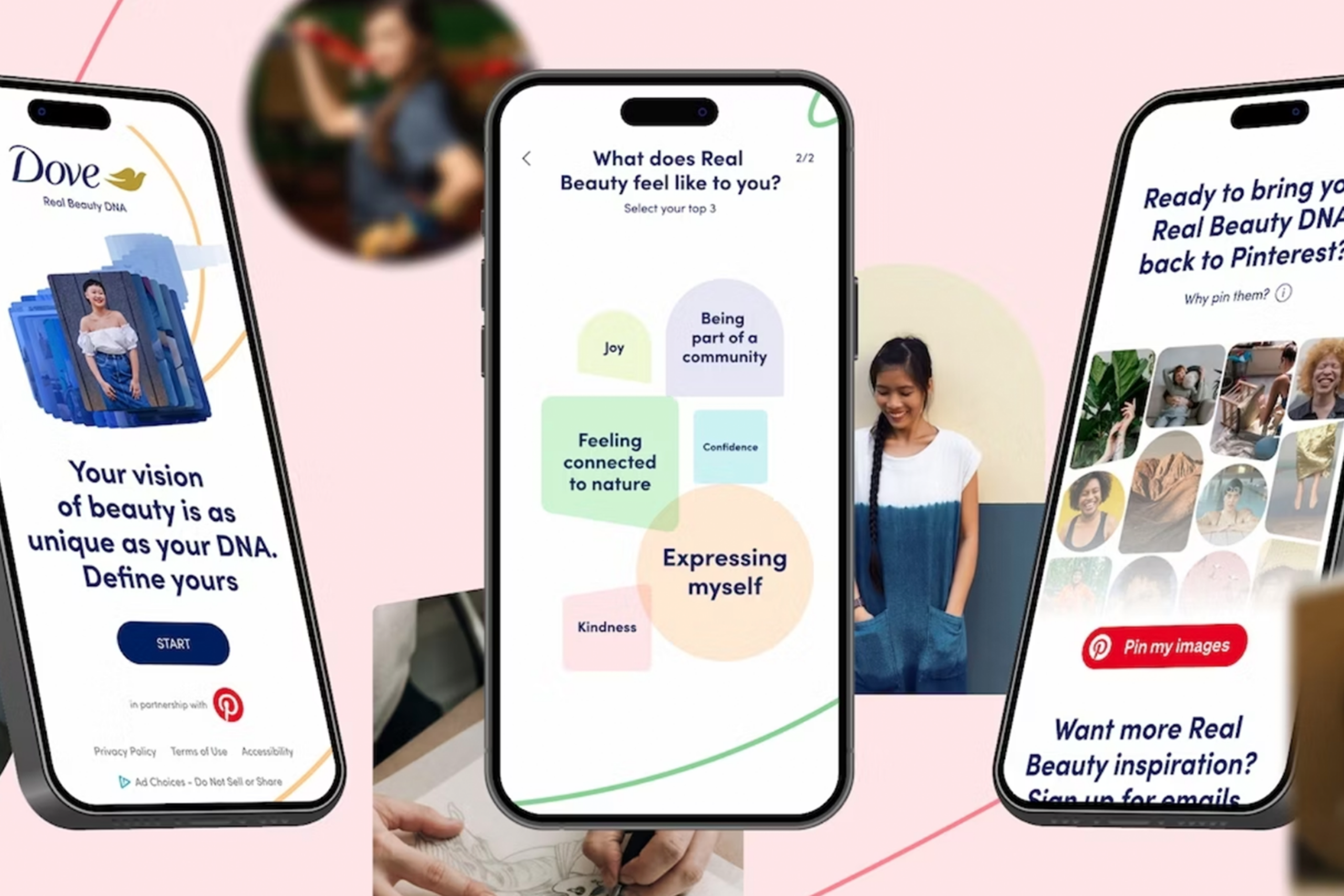 Dove Real Beauty DNA 在 Pinterest 上讓使用者選擇美的官方介面畫面